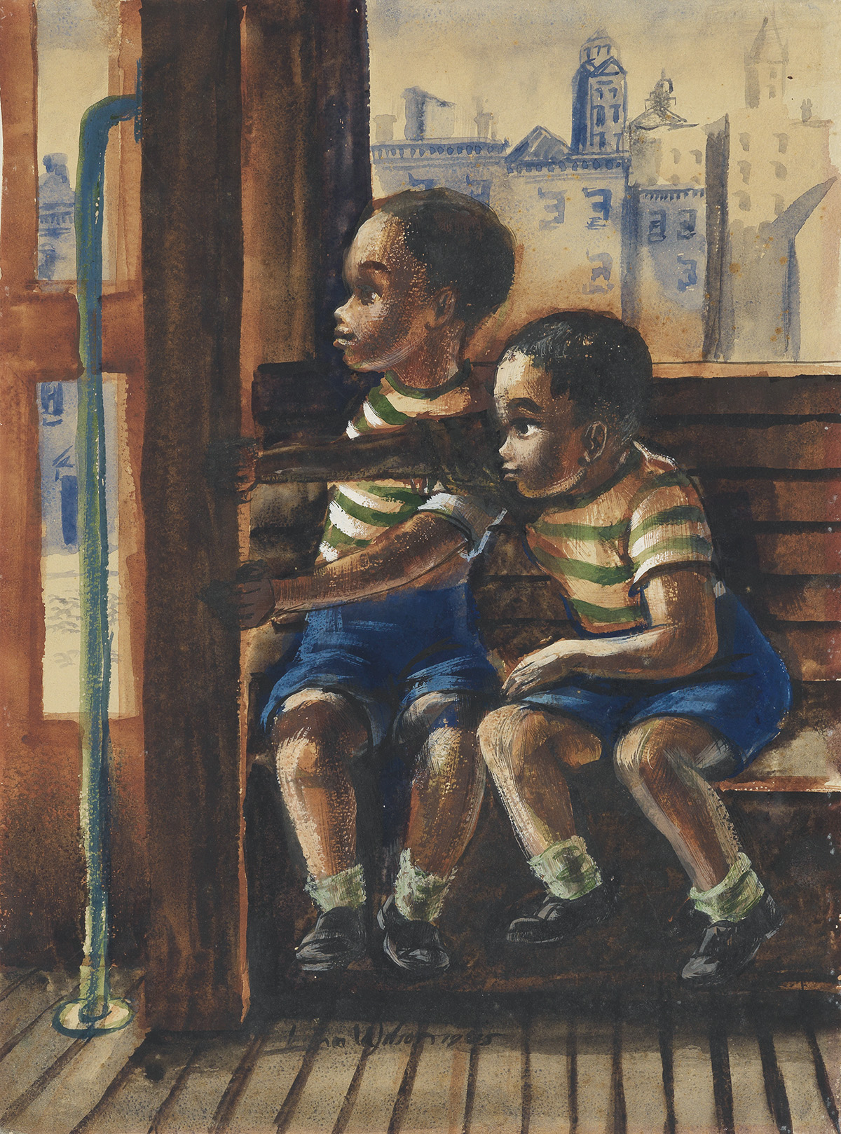 JOHN WILSON (1912 - 2015) Untitled (Two Boys in a Streetcar).